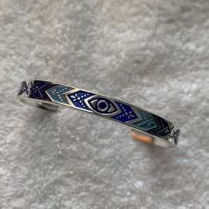 Alex and Ani silver and blue expandable cuff bracelet